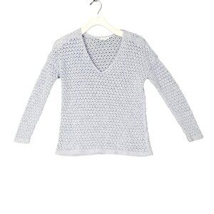 J. JILL Womens Sweater XSP Knit V-Neck Long Sleeves Cotton Blue Coastal Beach‎